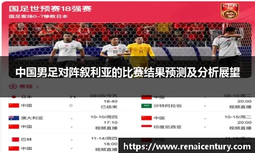 中国男足对阵叙利亚的比赛结果预测及分析展望